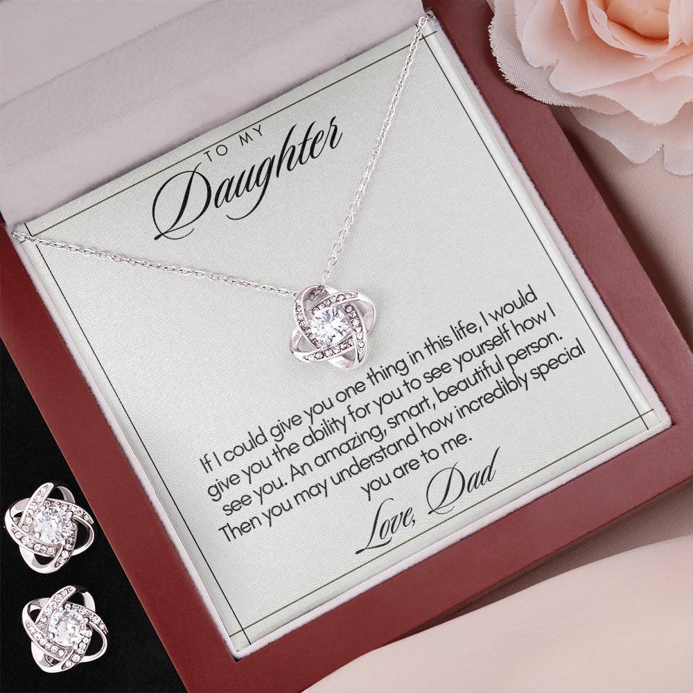 Gift to Daughter from Dad | Love Knot Earring & Necklace Set | Choice of Box